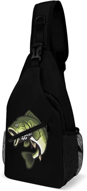 Bass Fish Fashion Sling Bag Backpack Crossbody Shoulder Chest Bags Hiking Daypack