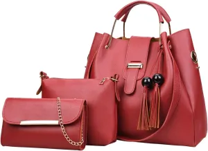 Beach Tote Bag 4 Packet Leather Solid Color Handbags Shoulder Bags Crossbody Hobo Bags Card Purse Work Travel Essential L