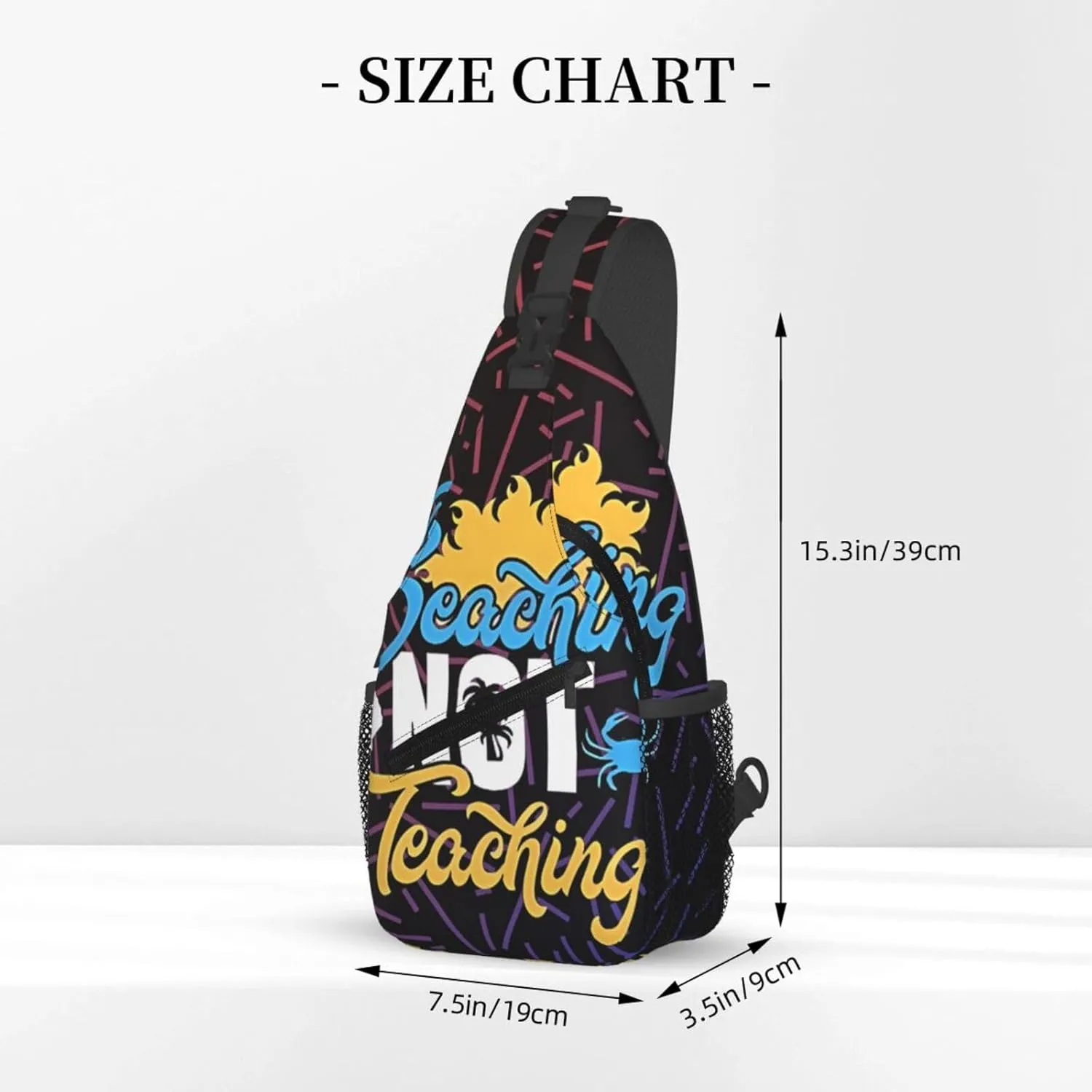 Beaching Not Teaching Small Crossbody Backpack Sling Bag For Men Women Mini One Shoulder Chest Bags Gym Sport Travel Hiking Daypack