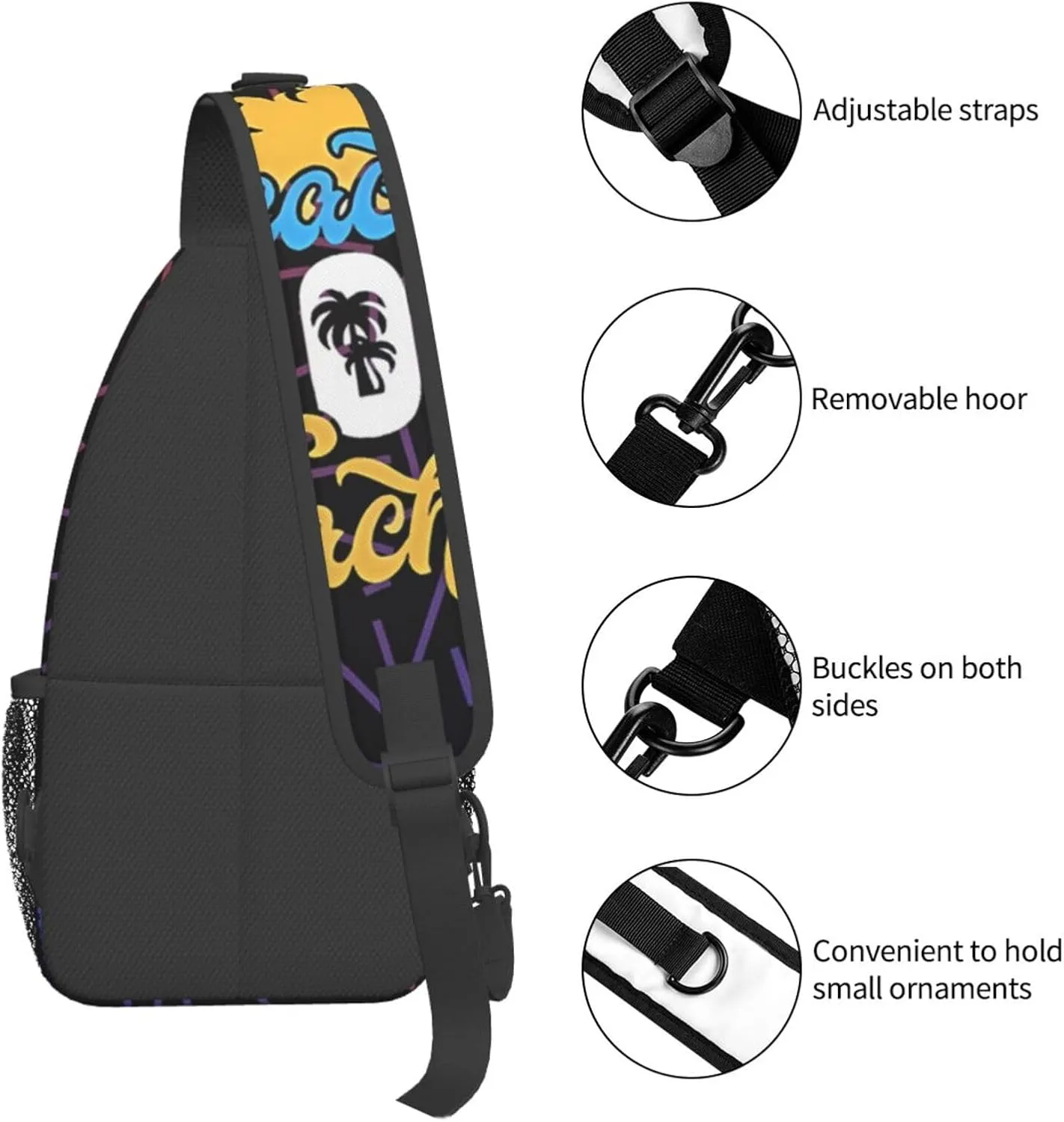 Beaching Not Teaching Small Crossbody Backpack Sling Bag For Men Women Mini One Shoulder Chest Bags Gym Sport Travel Hiking Daypack