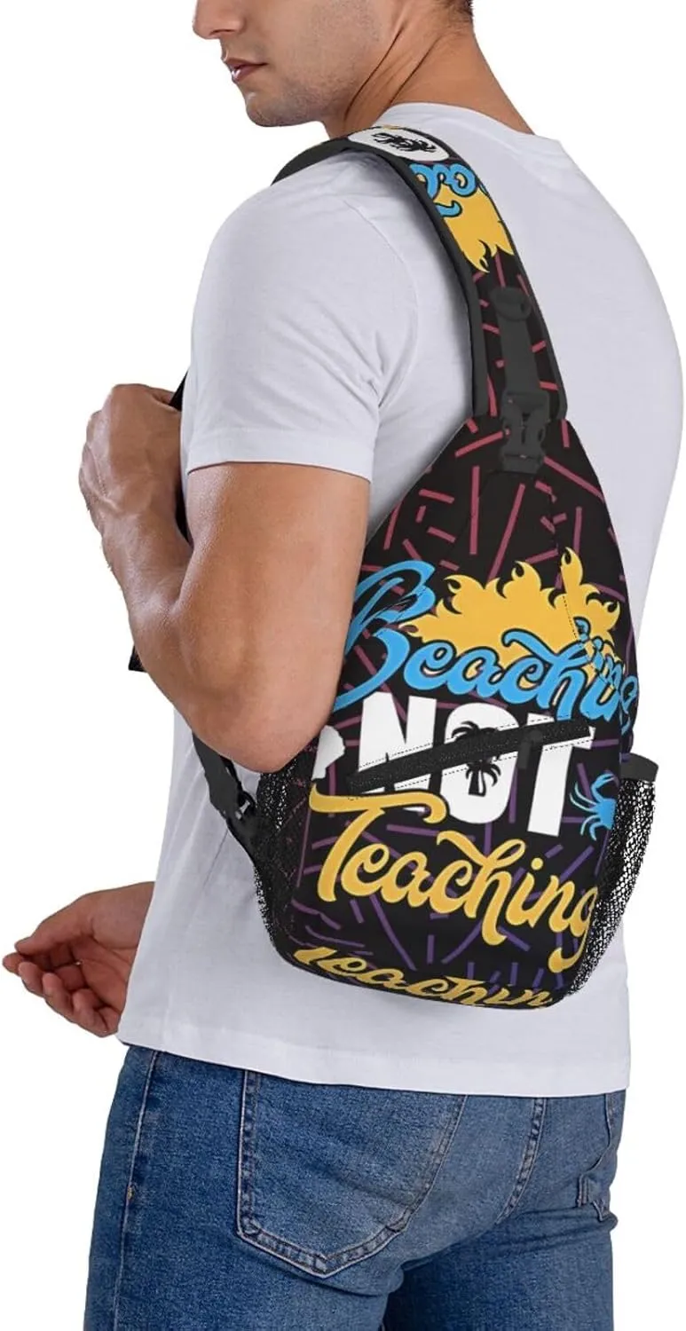 Beaching Not Teaching Small Crossbody Backpack Sling Bag For Men Women Mini One Shoulder Chest Bags Gym Sport Travel Hiking Daypack