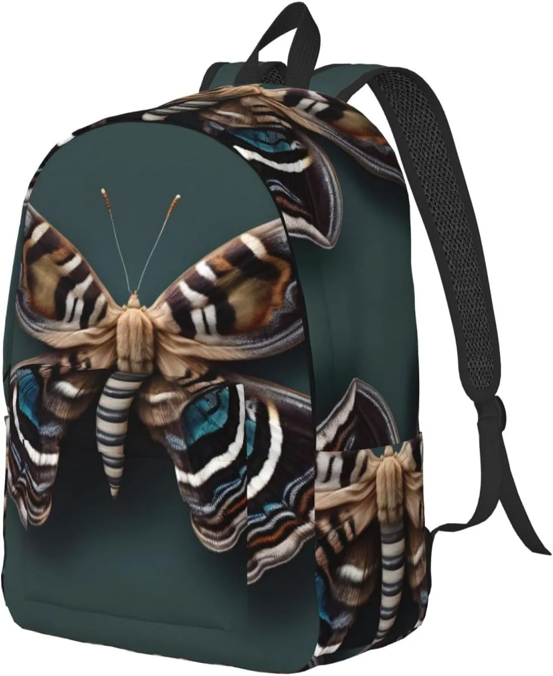 Beautiful Moth Print Canvas Backpack Women,Mens Travel Casual Daypack Bookbag For Laptop Work Travel Hiking