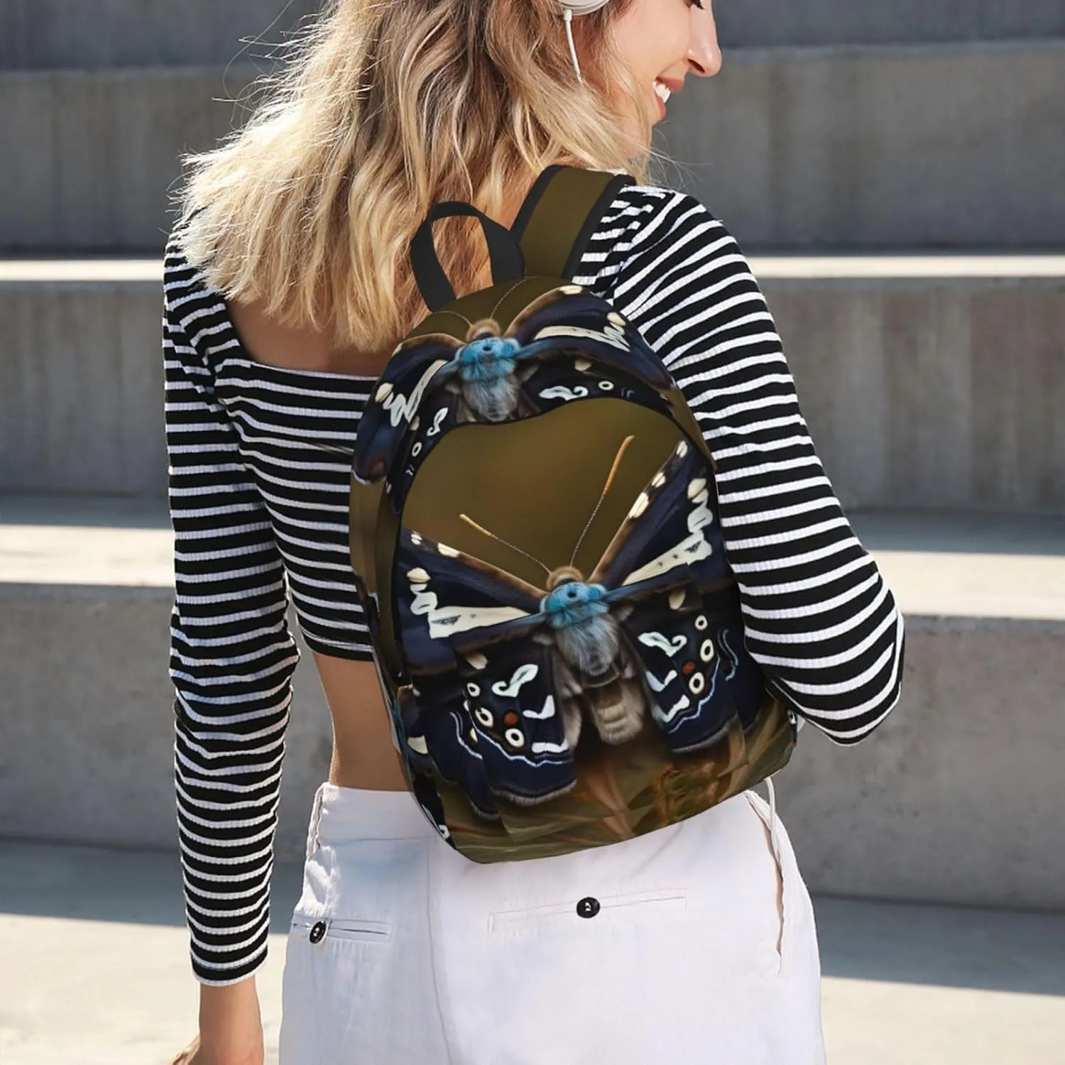 Beautiful Moth Wings Print Canvas Backpack Women,Mens Travel Casual Daypack Bookbag For Laptop Work Travel Hiking