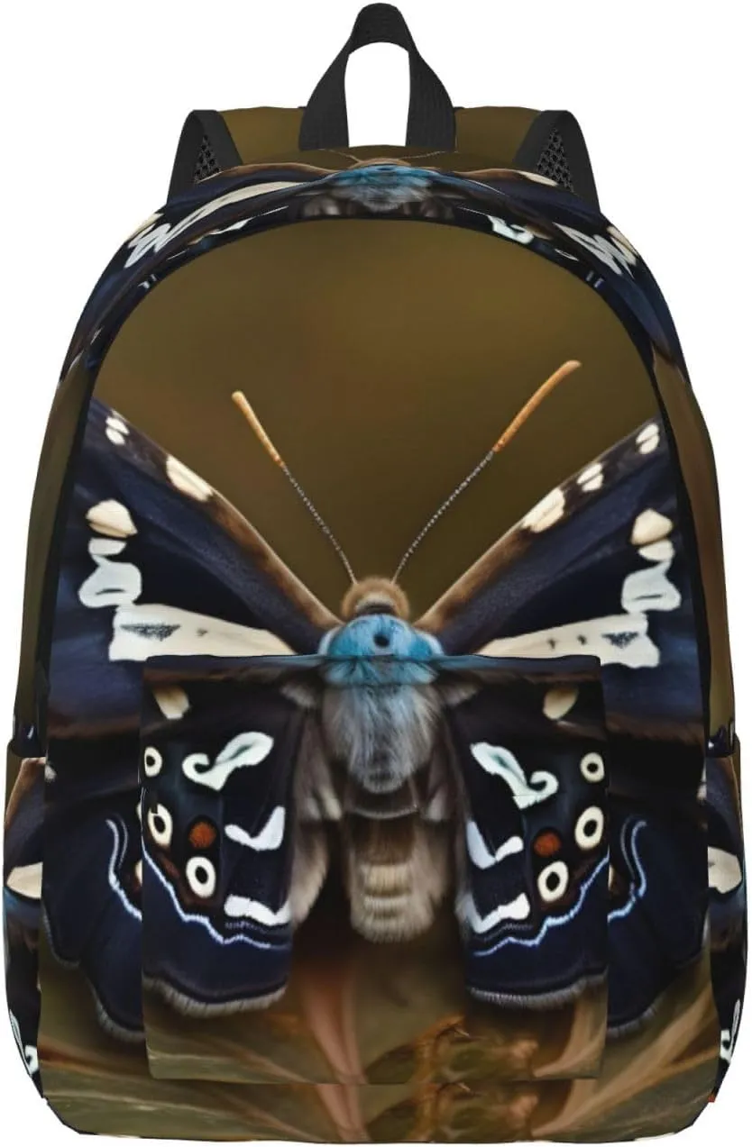 Beautiful Moth Wings Print Canvas Backpack Women,Mens Travel Casual Daypack Bookbag For Laptop Work Travel Hiking