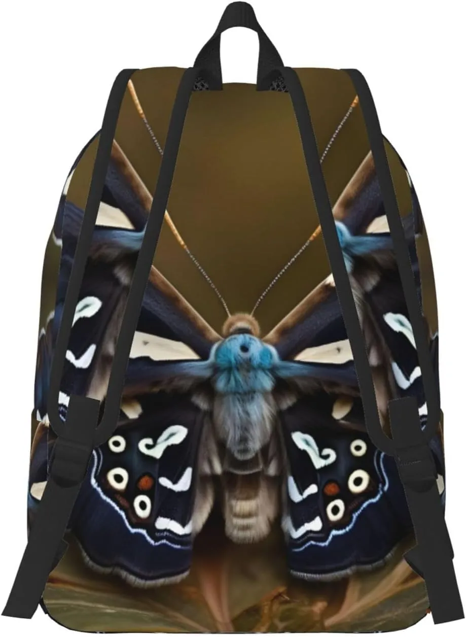 Beautiful Moth Wings Print Canvas Backpack Women,Mens Travel Casual Daypack Bookbag For Laptop Work Travel Hiking