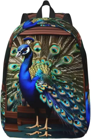 Beautiful Peacock Picture Print Canvas Backpack Women,Mens Travel Casual Daypack Bookbag For Laptop Work Travel Hiking