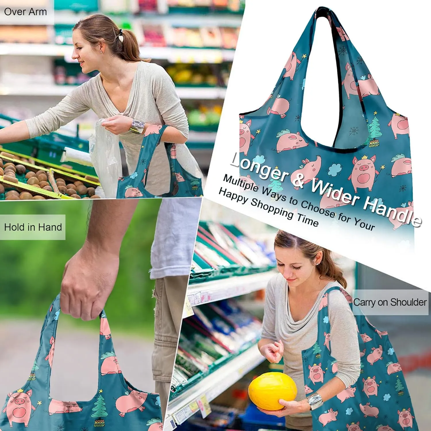 BeeGreen Rolled Up Grocery Bags Reusable Shopping Bags Bulk Foldable for Groceries