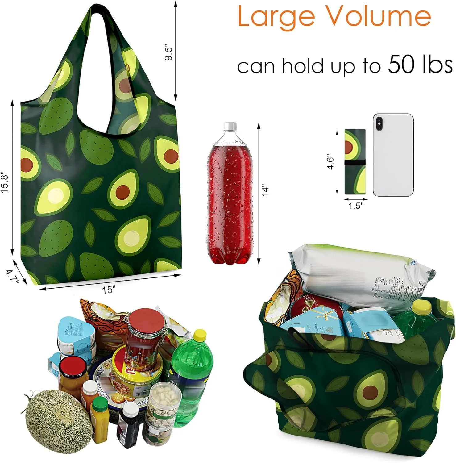 BeeGreen Rolled Up Grocery Bags Reusable Shopping Bags Bulk Foldable for Groceries