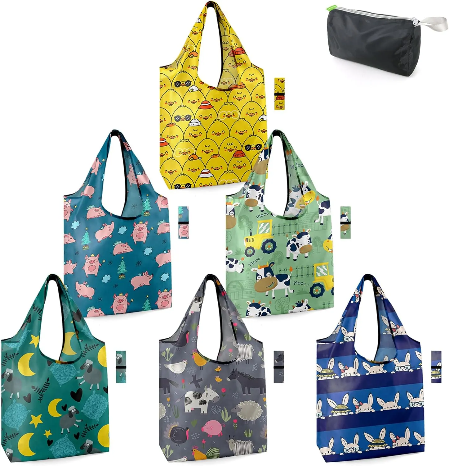 BeeGreen Rolled Up Grocery Bags Reusable Shopping Bags Bulk Foldable for Groceries