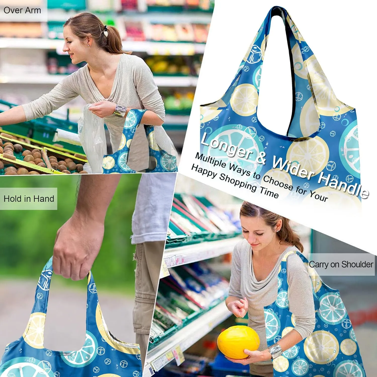BeeGreen Rolled Up Grocery Bags Reusable Shopping Bags Bulk Foldable for Groceries