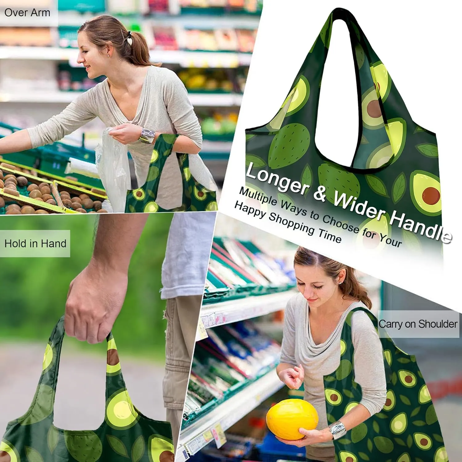 BeeGreen Rolled Up Grocery Bags Reusable Shopping Bags Bulk Foldable for Groceries