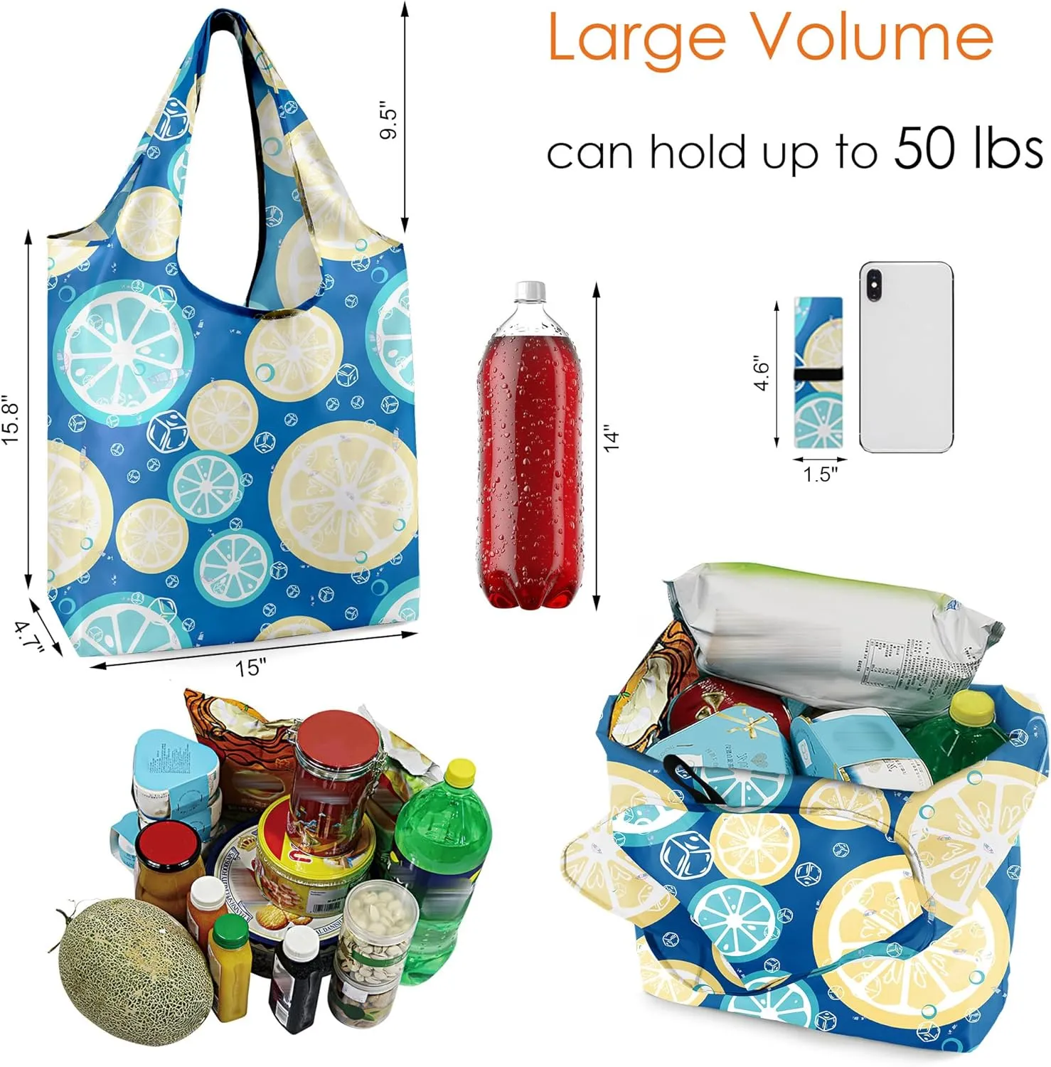 BeeGreen Rolled Up Grocery Bags Reusable Shopping Bags Bulk Foldable for Groceries