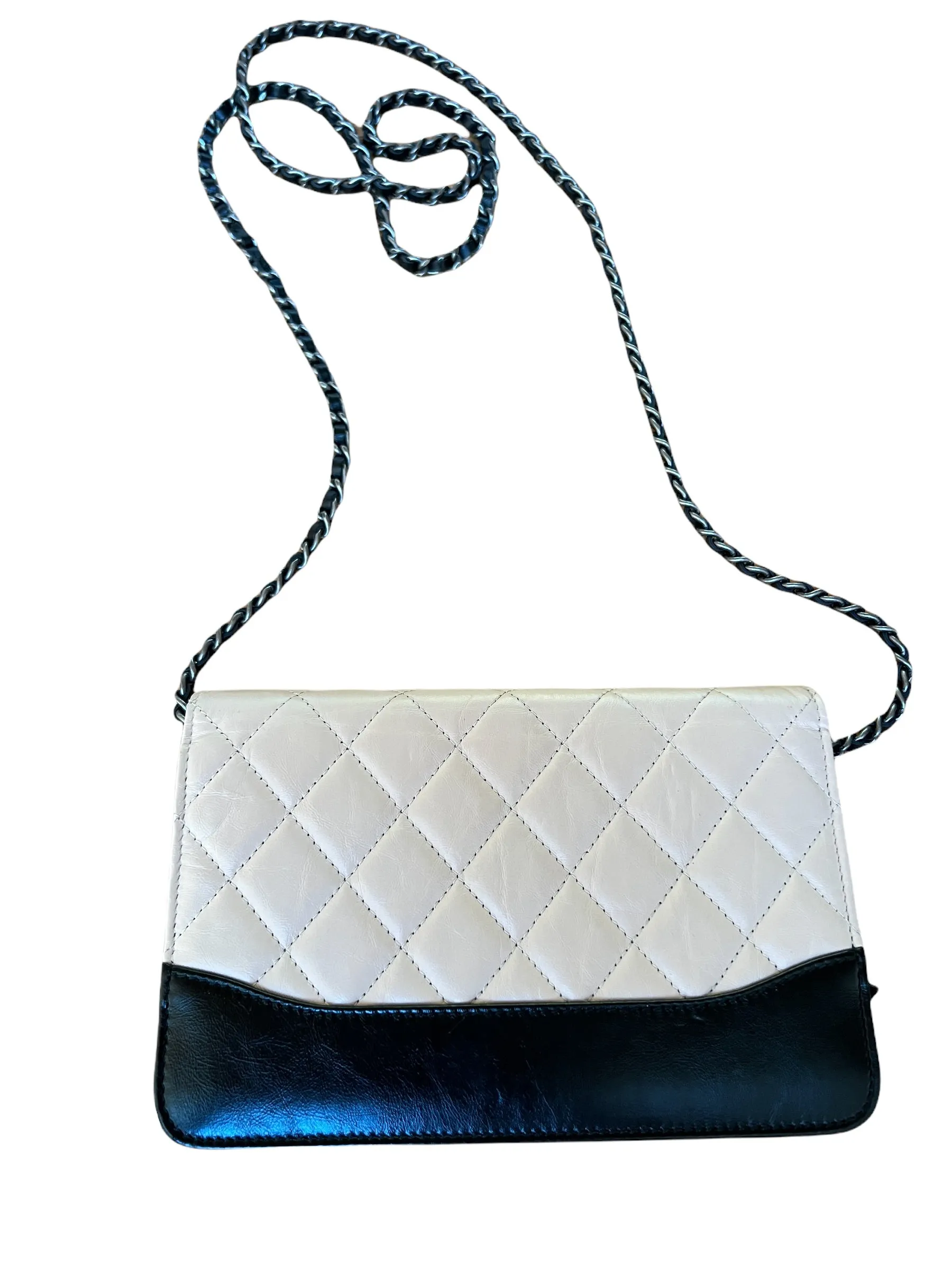 Beige & Black Wallet on Chain