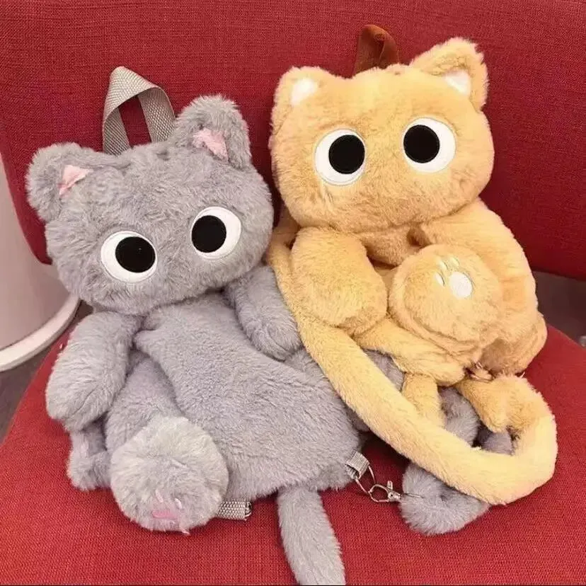 Big Eyes Cat Plush Toy Backpack Cute Kawaii Large-capacity Stuffed Animal Bags for Boys Girls Soft Shoulder Bag 40cm