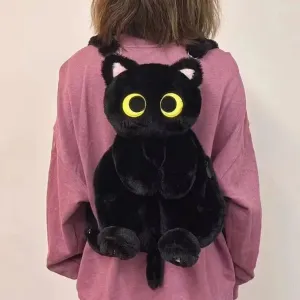 Big Eyes Cat Plush Toy Backpack Cute Kawaii Large-capacity Stuffed Animal Bags for Boys Girls Soft Shoulder Bag 40cm