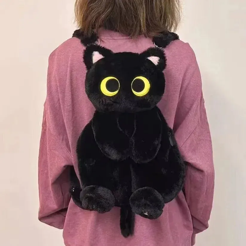 Big Eyes Cat Plush Toy Backpack Cute Kawaii Large-capacity Stuffed Animal Bags for Boys Girls Soft Shoulder Bag 40cm