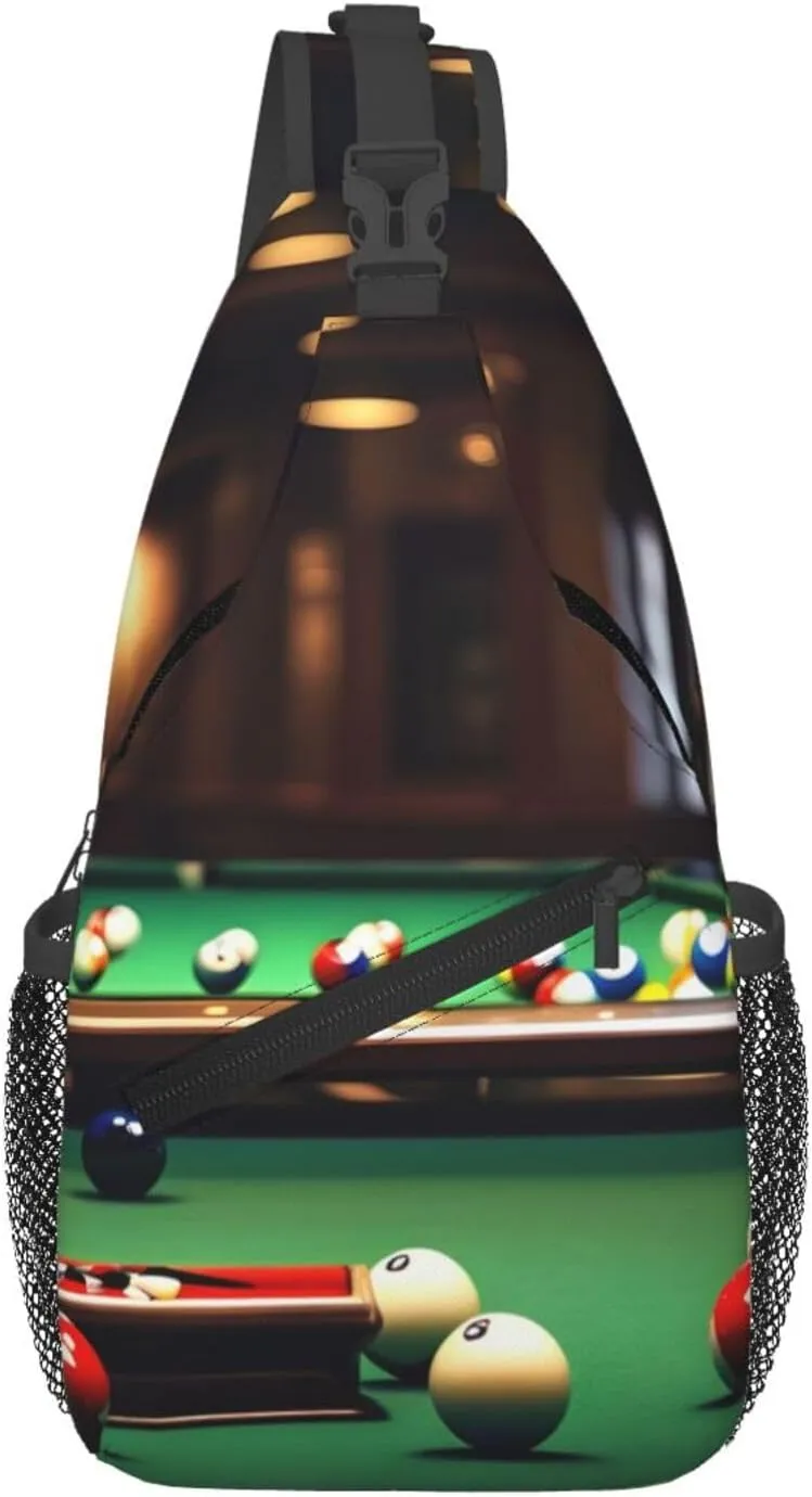 Billiard Print Crossbody Backpack Sling Bag Chest Bags Daypack For Sport Running Hiking Women Men Unisex