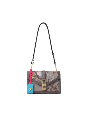 Birds Jacquard with Cow Leather Crossbody & Shoulder Bag