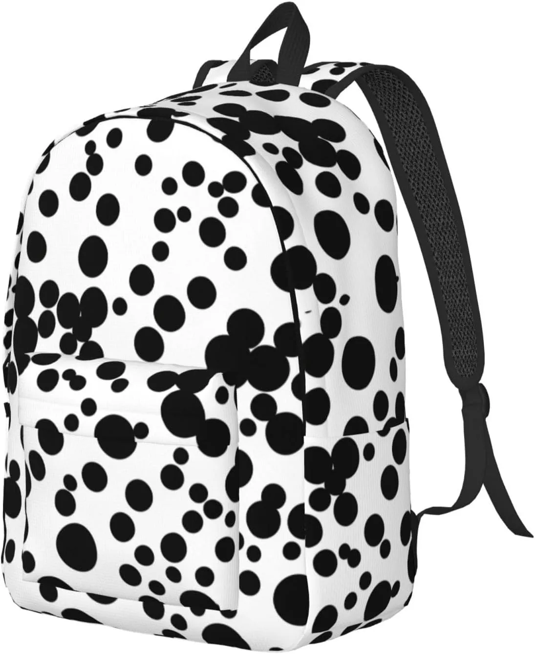 Black & White Big Dot Print Canvas Backpack Women,Mens Travel Casual Daypack Bookbag For Laptop Work Travel Hiking