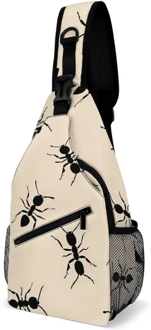Black Ants Fashion Sling Bag Backpack Crossbody Shoulder Chest Bags Hiking Daypack