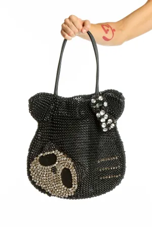 Black Beaded Cat-Shaped Shoulder Bag