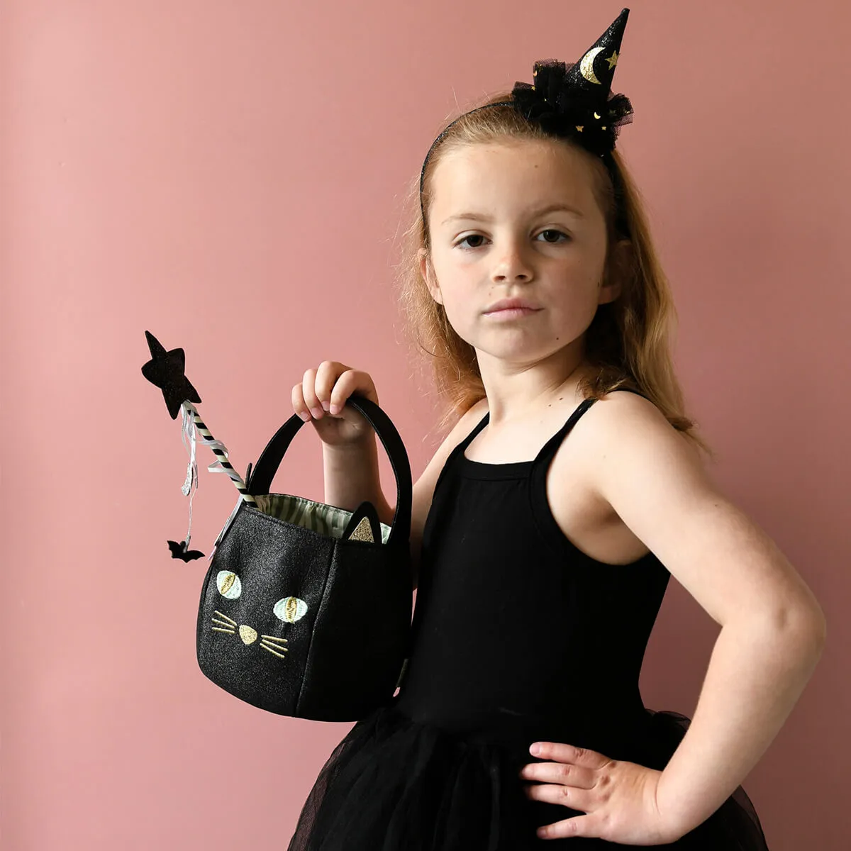 Black Cat Bucket Trick Or Treat Bag by Rockahula
