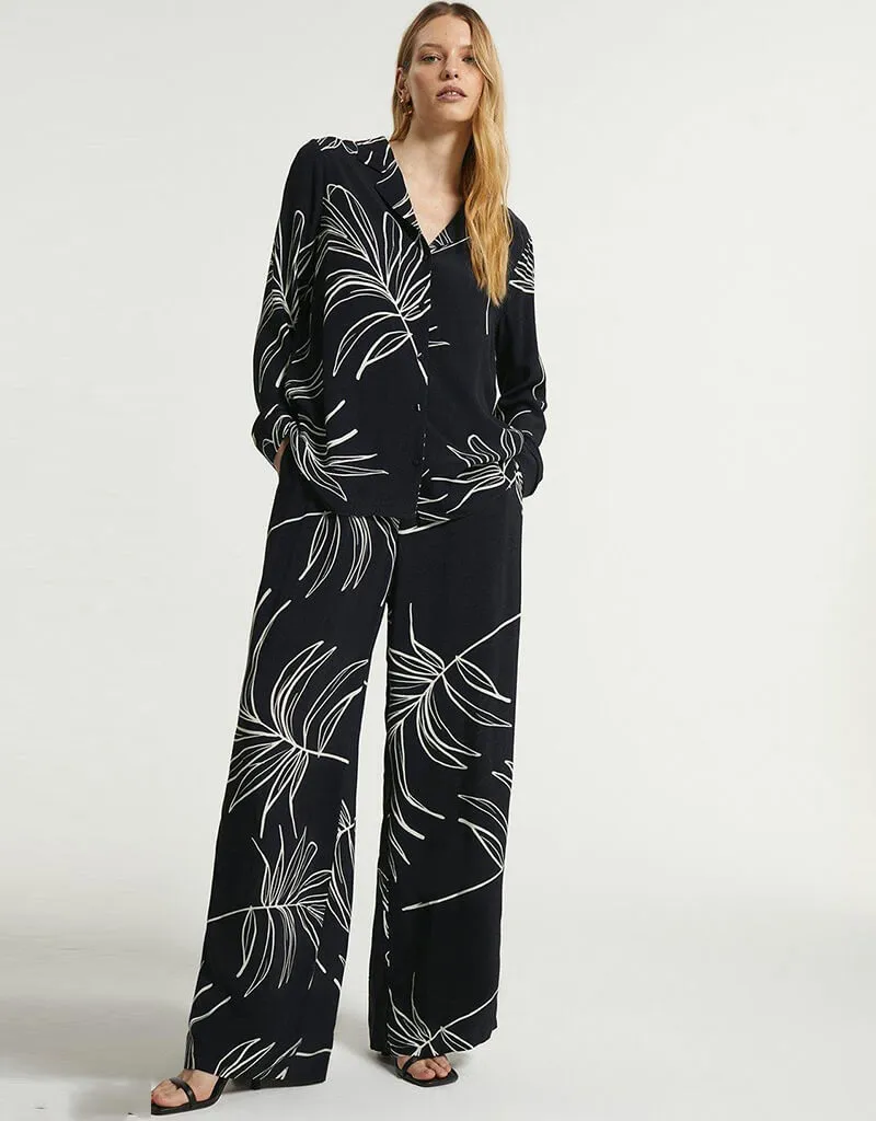 Black Latest Printed Oversize Shirt & Pant