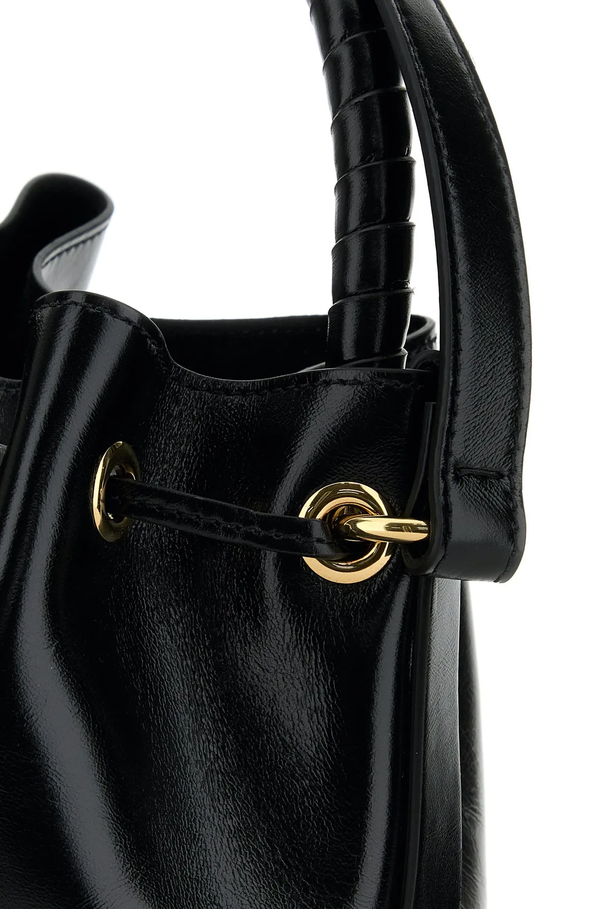 Black leather Marcie bucket bag