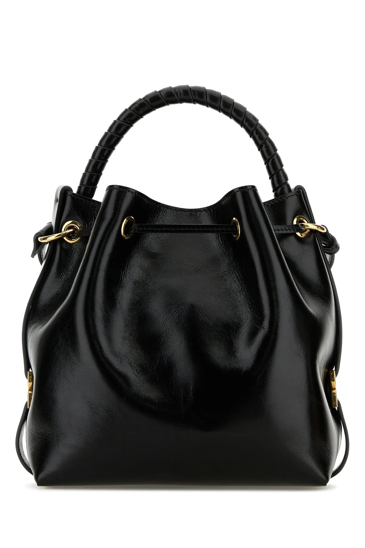 Black leather Marcie bucket bag