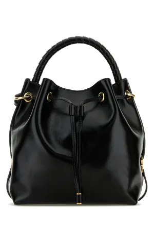 Black leather Marcie bucket bag