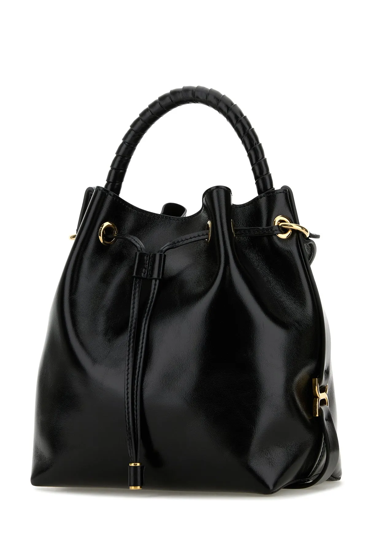 Black leather Marcie bucket bag