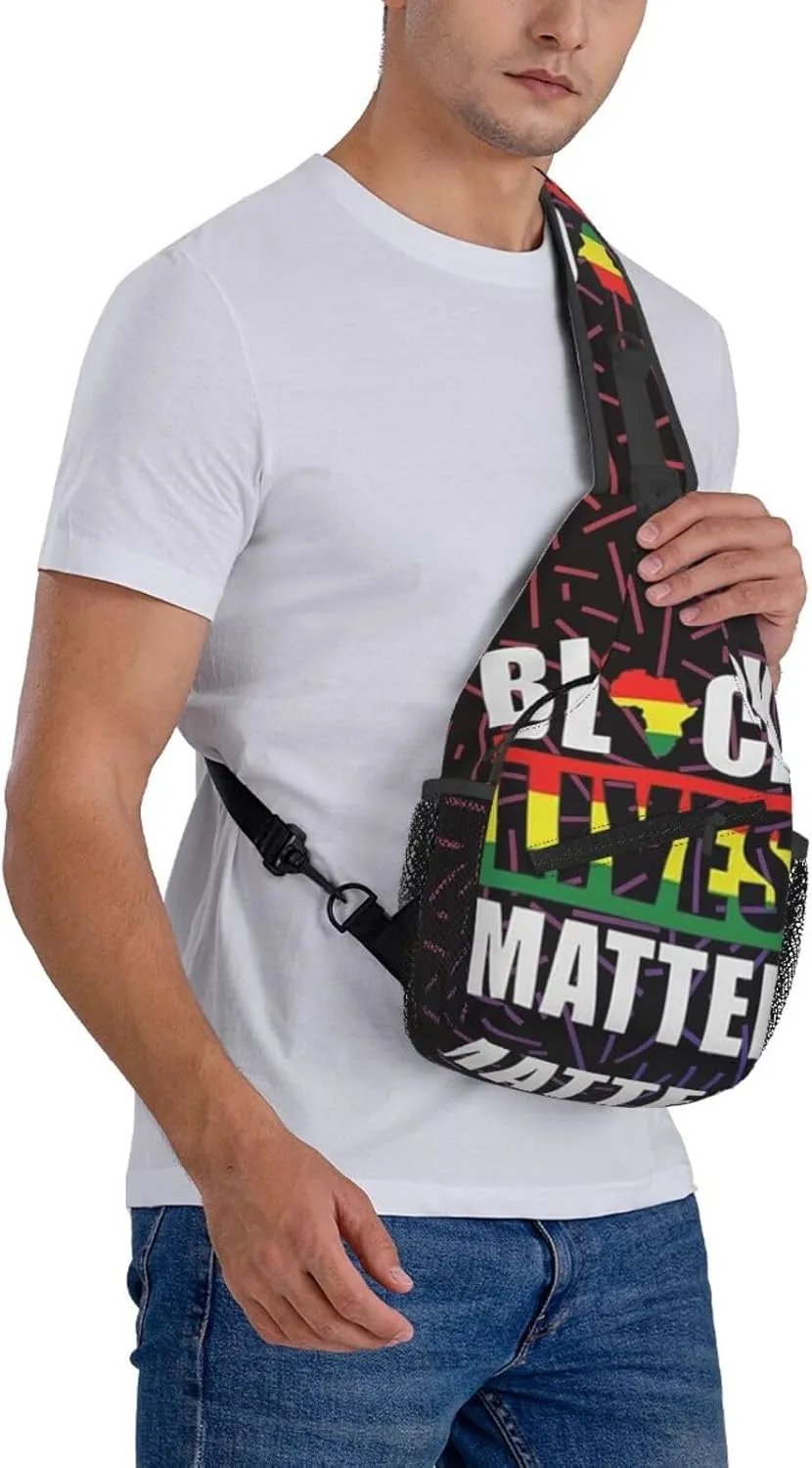 Black Lives Matter African Small Crossbody Backpack Sling Bag For Men Women Mini One Shoulder Chest Bags Gym Sport Travel Hiking Daypack