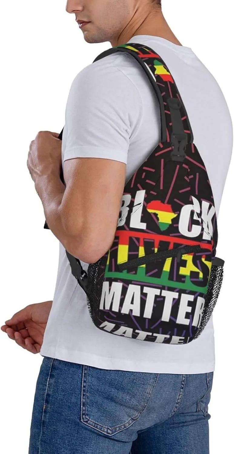 Black Lives Matter African Small Crossbody Backpack Sling Bag For Men Women Mini One Shoulder Chest Bags Gym Sport Travel Hiking Daypack