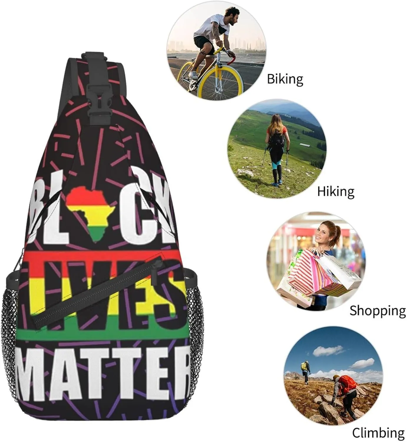 Black Lives Matter African Small Crossbody Backpack Sling Bag For Men Women Mini One Shoulder Chest Bags Gym Sport Travel Hiking Daypack