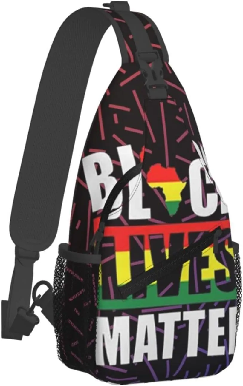 Black Lives Matter African Small Crossbody Backpack Sling Bag For Men Women Mini One Shoulder Chest Bags Gym Sport Travel Hiking Daypack
