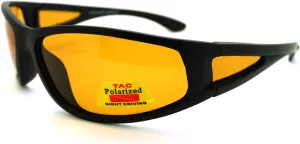 Black Mens Polarized Night Vision Driving Lens Sporty Warp Sunglasses
