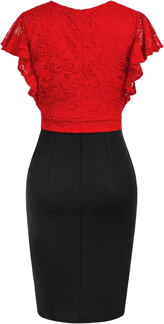 Black Velvet Women Formal Surplice Pleated V-Neck Belted Dresses Business Work Bodycon Dress - GRACE KARIN