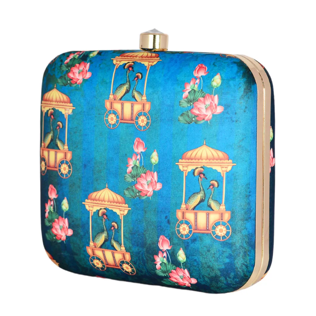 Blue Aesthetic Printed Clutch