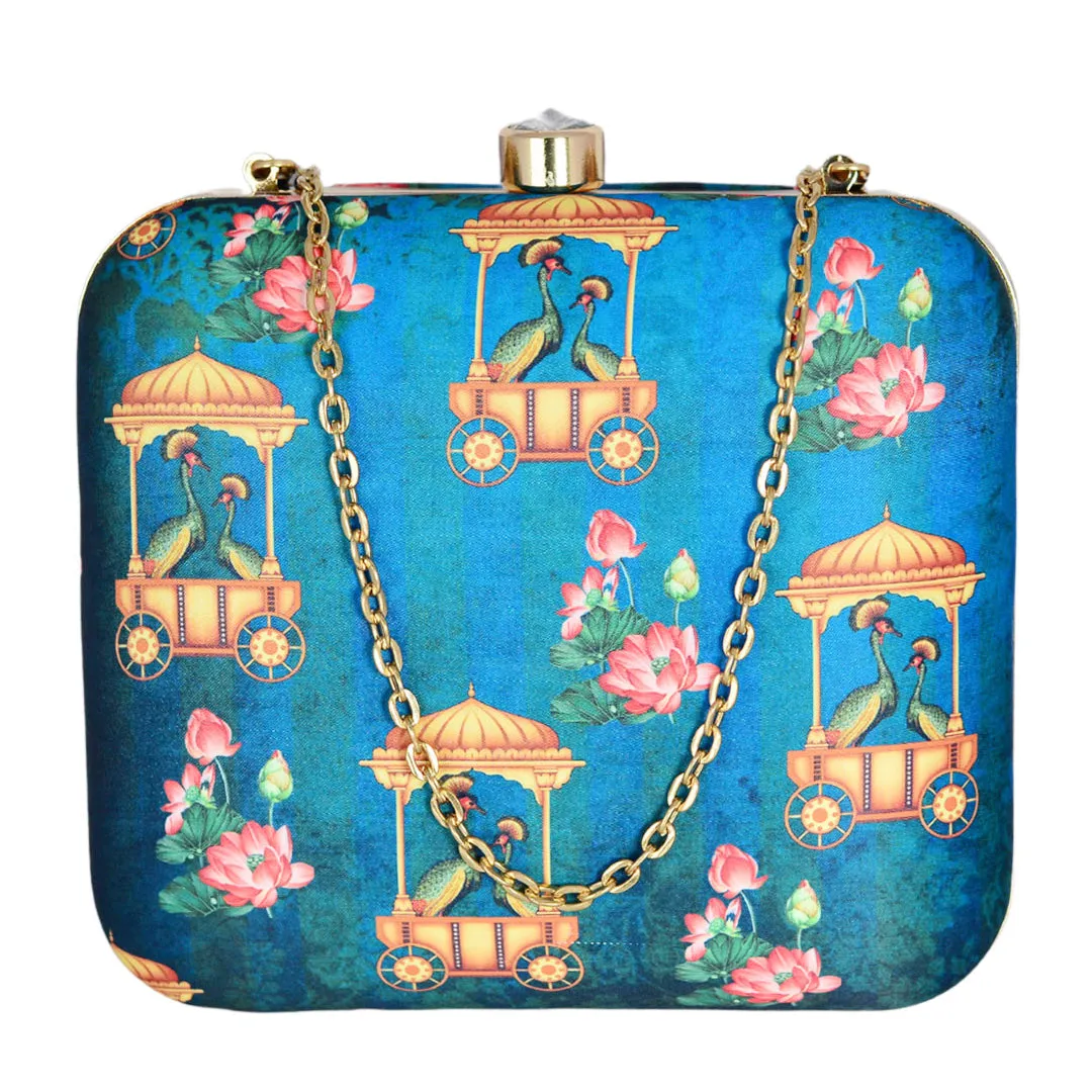 Blue Aesthetic Printed Clutch