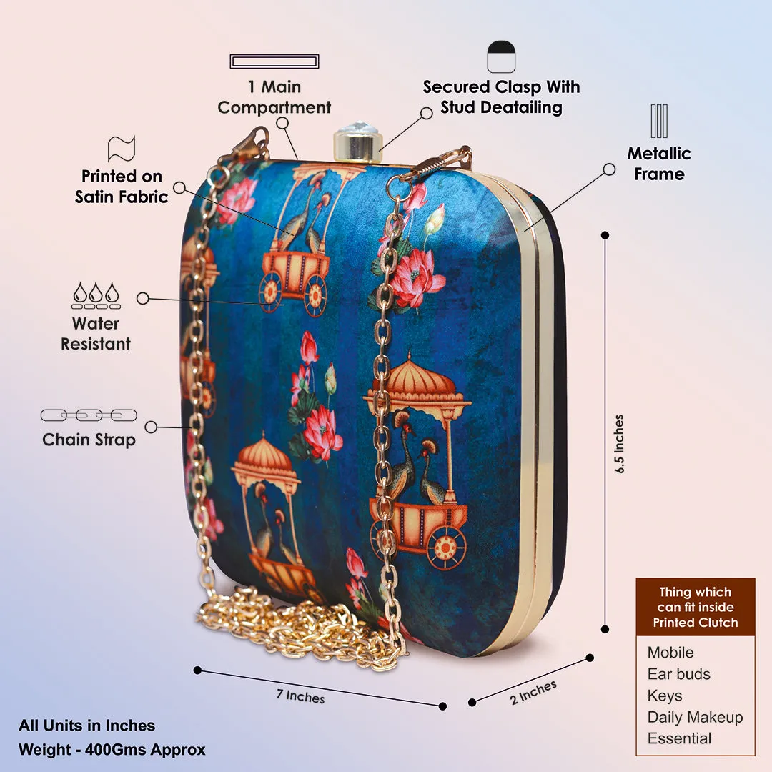 Blue Aesthetic Printed Clutch