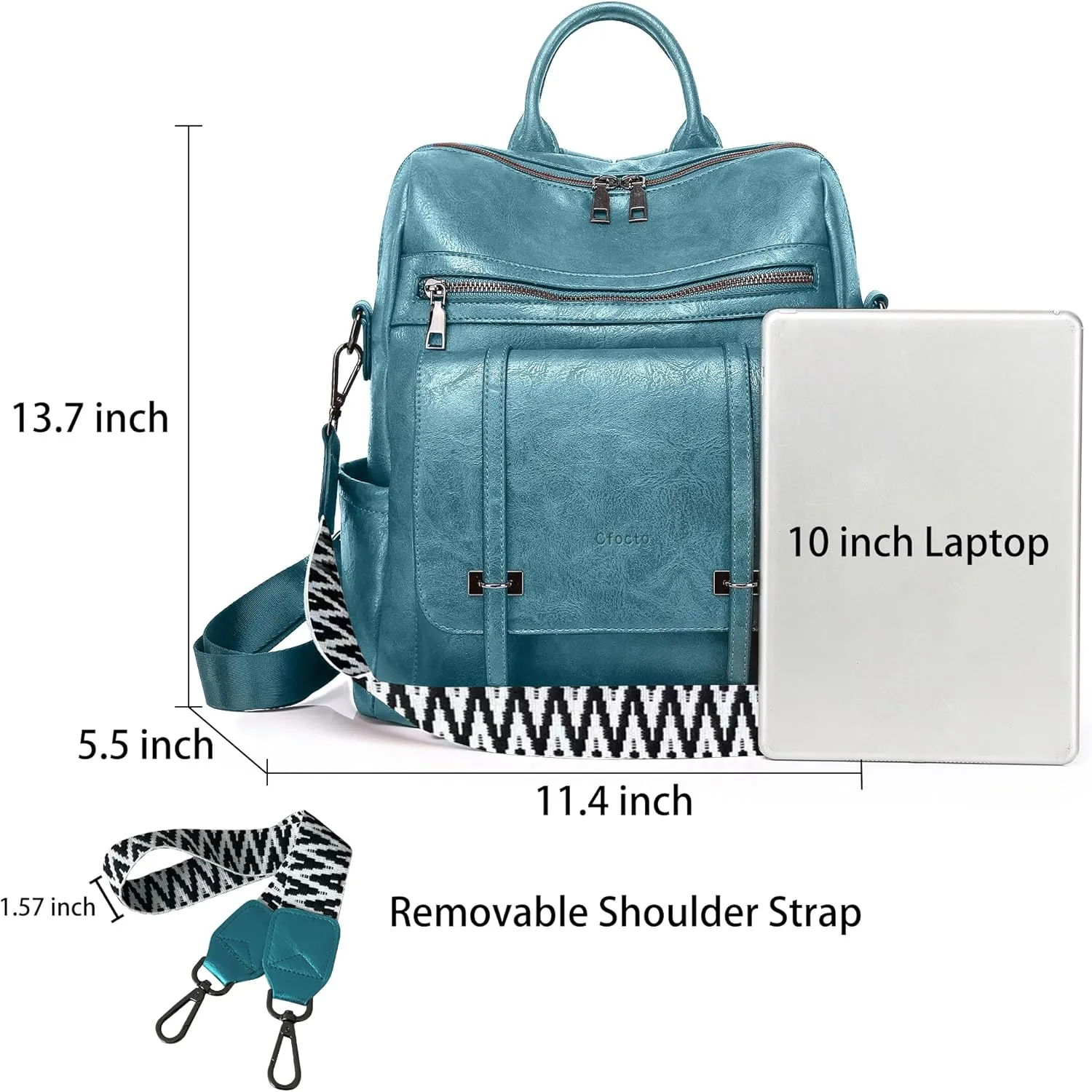 Blue Backpack Purse for Women PU Leather Womens Ladies Backpack Purse Fashion Travel Convertible Shoulder Bags Handbag