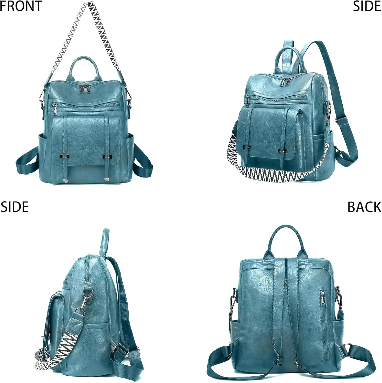 Blue Backpack Purse for Women PU Leather Womens Ladies Backpack Purse Fashion Travel Convertible Shoulder Bags Handbag