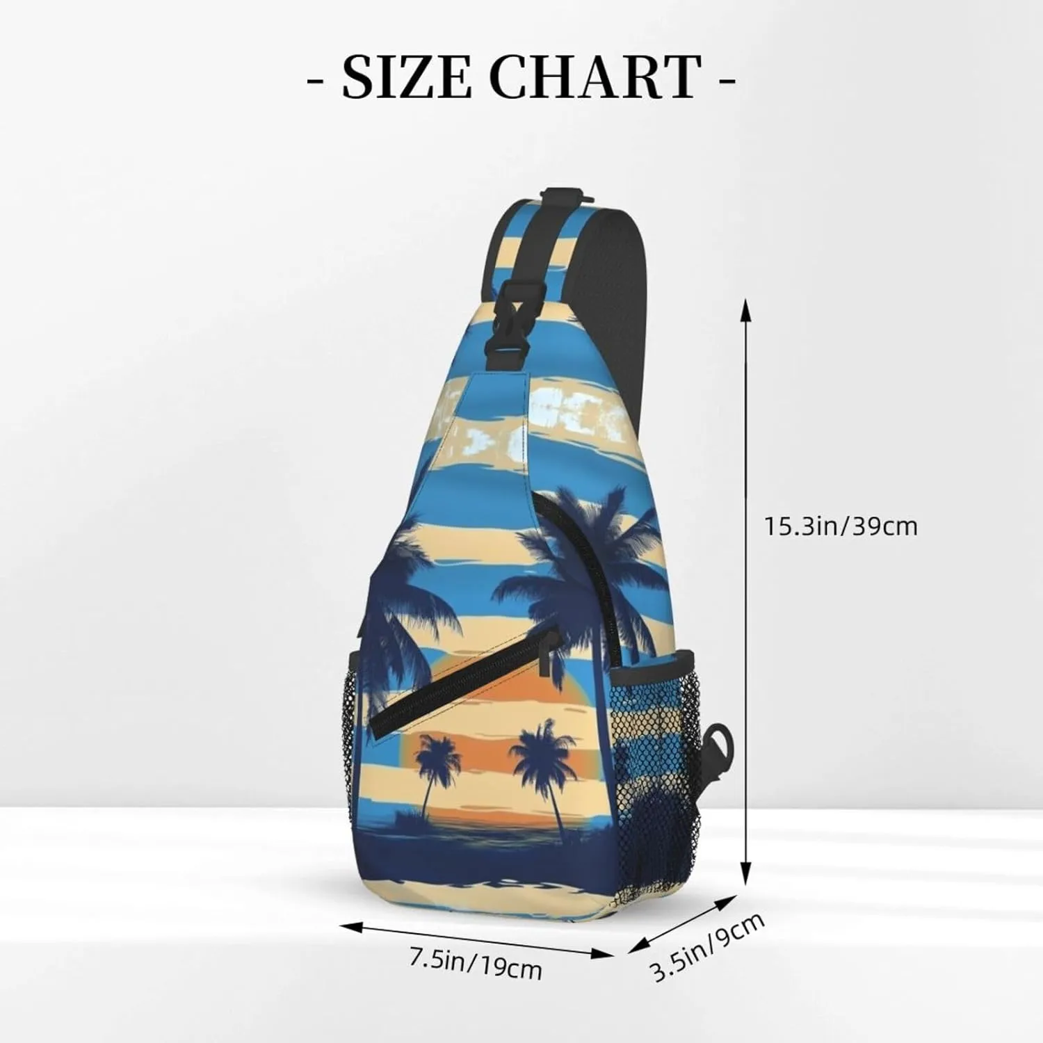 Blue Print Sling Bag Crossbody Shoulder Backpack Chest Bags Gym Travel Hiking Casual Daypack