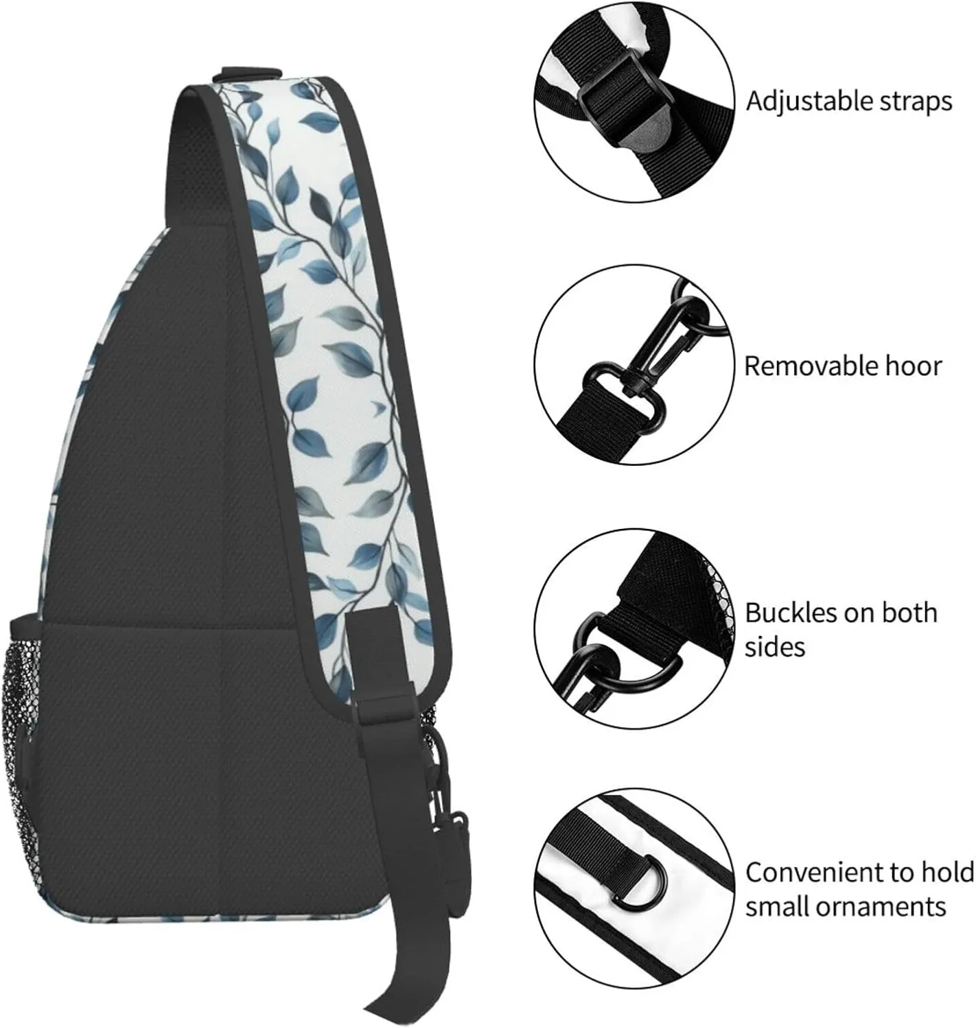 Blue Print Sling Bag Crossbody Shoulder Backpack Chest Bags Gym Travel Hiking Casual Daypack