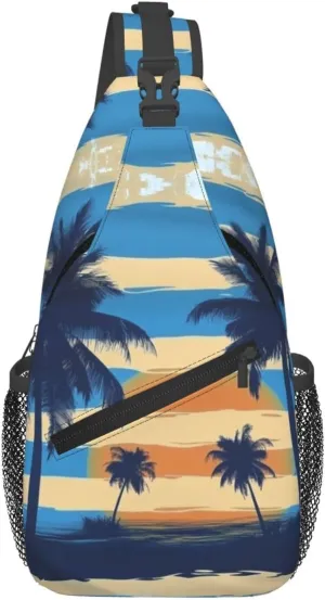 Blue Print Sling Bag Crossbody Shoulder Backpack Chest Bags Gym Travel Hiking Casual Daypack