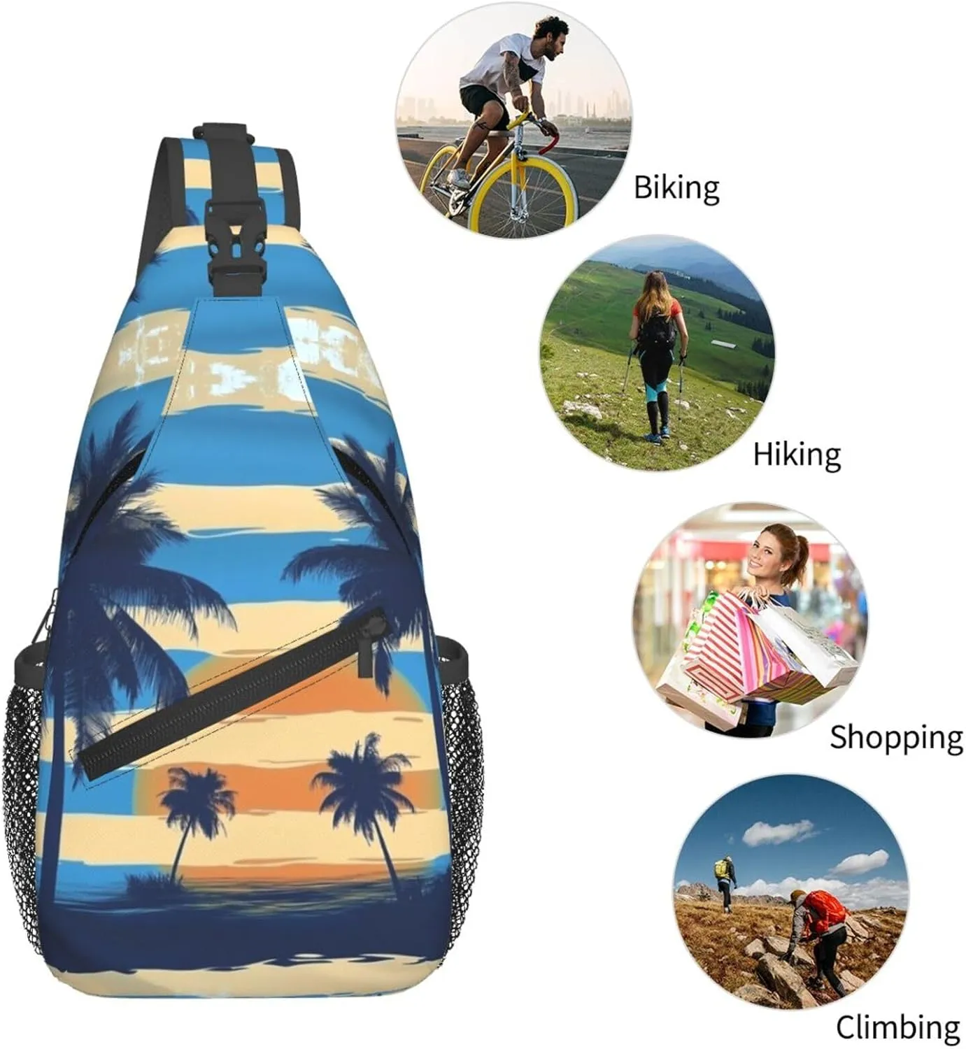 Blue Print Sling Bag Crossbody Shoulder Backpack Chest Bags Gym Travel Hiking Casual Daypack