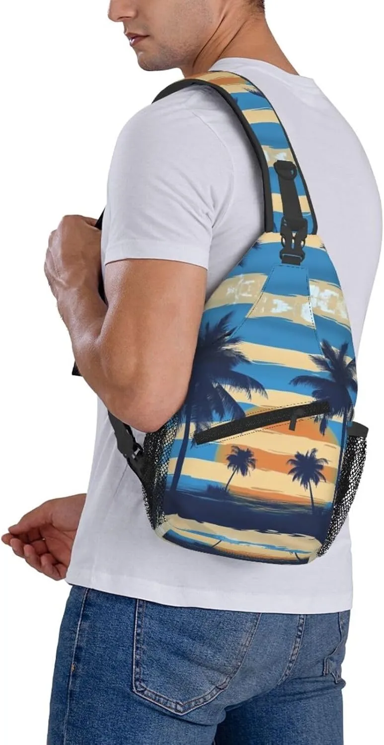 Blue Print Sling Bag Crossbody Shoulder Backpack Chest Bags Gym Travel Hiking Casual Daypack