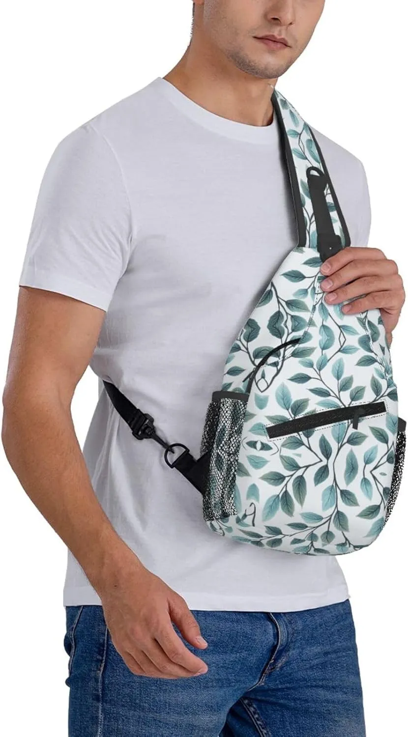 Blue Print Sling Bag Crossbody Shoulder Backpack Chest Bags Gym Travel Hiking Casual Daypack