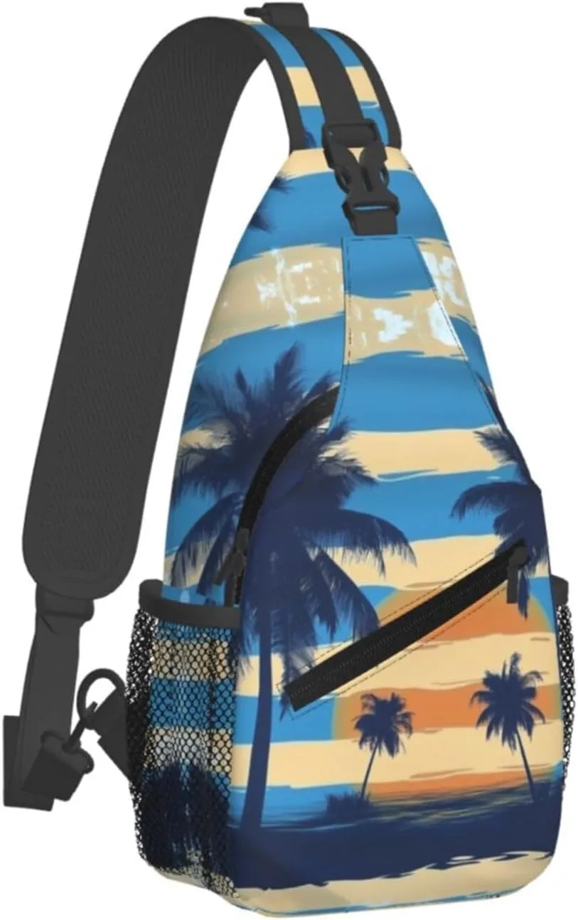 Blue Print Sling Bag Crossbody Shoulder Backpack Chest Bags Gym Travel Hiking Casual Daypack