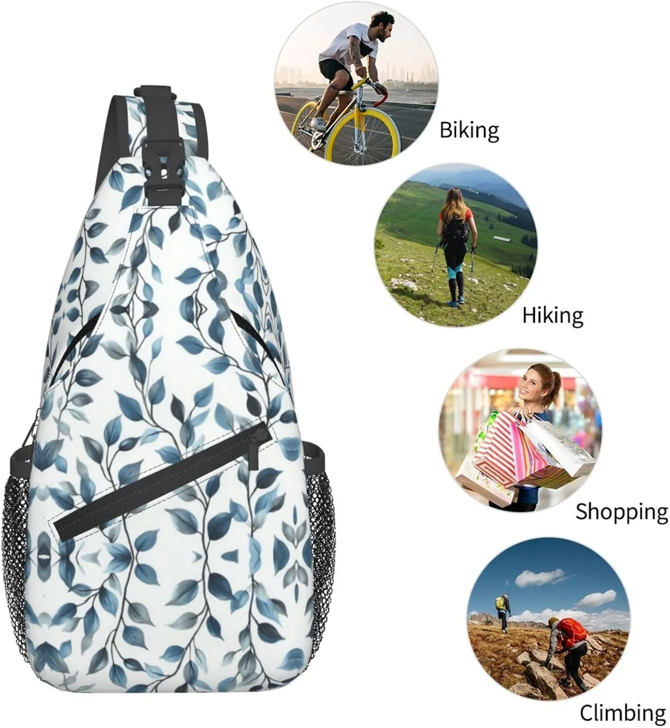 Blue Print Sling Bag Crossbody Shoulder Backpack Chest Bags Gym Travel Hiking Casual Daypack